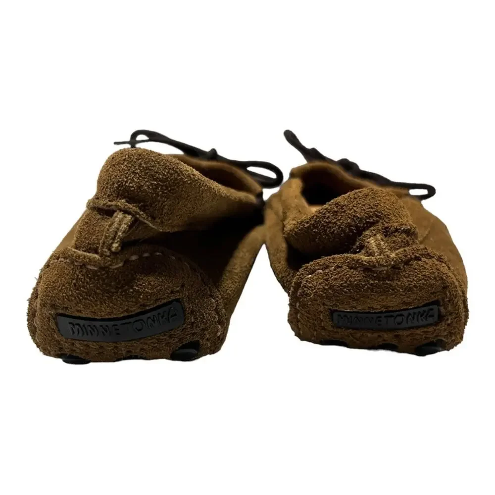 Minnetonka brown leather moccasins KIDS SIZE 2 boy girl unisex